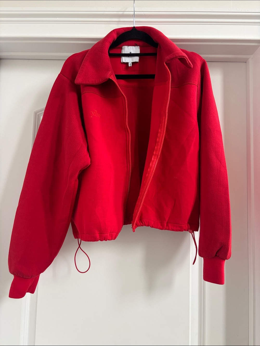 Women's Red Bomber Jacket - Classic Zip Front